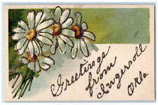 c1910 Greetings from Ingersoll Oklahoma OK Sunflower Embossed Postcard picture