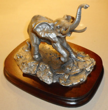 AFRICAN ELEPHANT Chilmark Statue Fine Pewter Artist Polland VINTAGE '79 picture