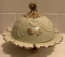 Antique EAPG Victorian Northwood Louis XV Butter Dish Custard Art Glass GLOWS picture