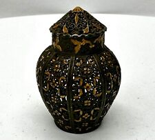 Antique c1913 J.N. TAYLOR LONDON PERFUMER Pierced Metal Vase & Lid POMANDER picture