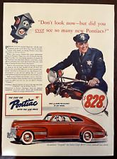 1941 PONTIAC Vintage Print Ad Streamliner Torpedo Six Sedan Coupe Red Car Police picture