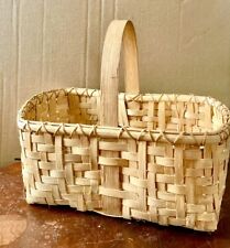 Handwoven Split Oak Wood Basket Bentwood Handle Dovetail 11 in  picture