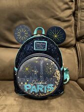 Disney Parks Loungefly Disneyland Paris Mini Backpack Blue Sequined picture