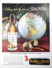 PRINT AD Bacardi Supreme Rum 1943 Globe Maracas Palm Buy War Bonds 10.5x13 picture