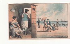 Woman Peaking out of Beach Bath House  No Advertising Vict Card c1880s picture