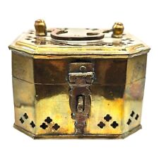 Vintage Brass Cricket Box Trinket Potpourri Pierced Octagonal picture