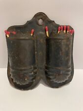 Antique Primitive Tin Double Dual Wall Hanging Match Holder picture
