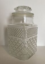 Vintage 9” Anchor Hocking Wexford Clear Glass Canister Apothecary Jar With Lid picture
