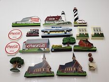 Shelias Collectible Lot Of 16 Buildings Coca-Cola Homes Diner Lighthouse Trees picture