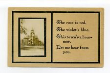 Rockland MA 1912 postcard, poem with small photo, 12 Church Street, dirt road picture