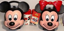 Disney Mickey & Minnie Mouse Head Lunch Boxes with 2 Thermos 80's NOS-T picture
