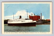 SS Saint John Leaving For Boston, Ship, Transportation, Antique Vintage Postcard picture