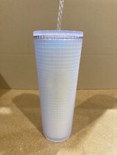 Starbucks Spring 2022 Iridescent Frost White Grid Tumbler Venti 24 oz(Chipped) picture