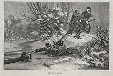 Dog Flat-Coated Retriever, Saved by Hunter on Ice, 1870s Antique Engraving Print picture