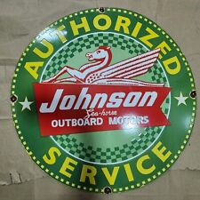 JOHNSON SERVICE PORCELAIN ENAMEL SIGN 30 INCHES ROUND picture
