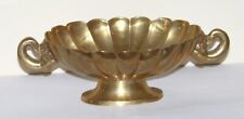 Vintage solid brass footed bowl vase with elephant head trunk handles mantle picture