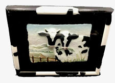 Figi Graphics- Cows- Hand Cast Paper Framed Art Picture 1992 Wall Decor picture
