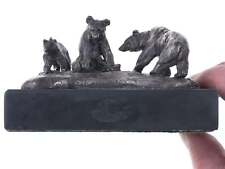 Charles M. Russell, Trigg Solid Sterling Silver Three Grizzly Bears Sculpture Li picture
