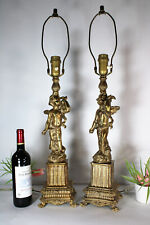 PAIR XL french brass putti cherub figurine Table lamps  picture