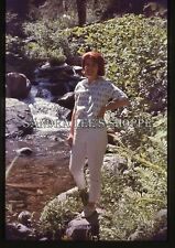 1960s Slide Donner Lake Camping Pretty Woman Posing By Stream #4350 picture