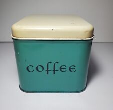 Vintage Turquoise Coffee Canister Harvell Space Saver Metal  picture