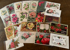 Lot of 23 Vintage~ BIRTHDAY~Greetings Postcards with Roses & Flowers~h-687 picture