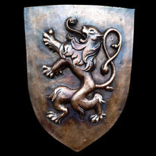 Rampant Lion English Scottish symbol Shield art sculpture plaque Dark Bronze picture