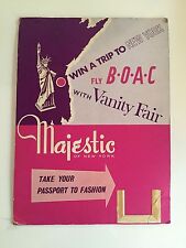 BOAC MAJESTIC OF NEW YORK VANITY FAIR ADVERTISING BOARD PLACARD STATUE LIBERTY picture
