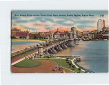 Postcard West Boston Bridge Across Charles River Basin Boston Massachusetts USA picture
