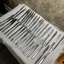 Set Lot 37 Vtg Mismatched Mid Century Stainless Dinner Knives Flatware Mixed picture
