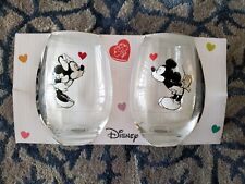 NIB DISNEY Mickey and Minnie Mouse Valentines Day stemless wine glasses picture
