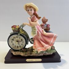 Montefiori Collection Clock Girl W/ Hat Bike & Bear Flowers Decor Country Italy picture