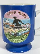 Vintage Souvenir Dodge City Kansas Boot Hill Mug Cup Cowboy Cobalt Blue  picture