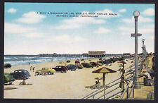 Florida-FL-Daytona Beach-Busy Afternoon-Cars-People-Vintage Color Linen Postcard picture