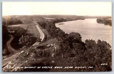 Dixon Illinois~View from Summit of Castle Rock~River on Right~1930s RPPC picture