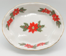 Vintage 1987 Lefton Christmas Porcelain Poinsettia 06436 Trinket Candy Dish picture