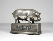 Antique SP ARMOUR & CO PIG SOUVENIR Columbus OH Swine Metal Figure Advertising picture