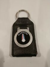 NOS Vtg 1970's Leather Plymouth Key Chain Fob Ring Holder Muscle Car Ram Mopar picture