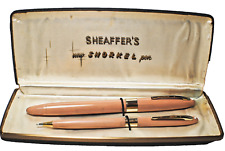 Restored 1950's LT Stateman Sheaffer's Buckskin Tan Snorkel set in sales case picture