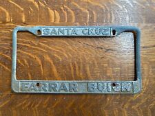 Old VTG metal Santa Cruz California Farrar Buick Dealership License Plate Frame picture