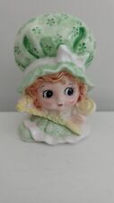 PARMA AAI RETRO PLANTER VASE LITTLE GIRL ON PHONE GREEN A-1038 BABY SHOWER DECO  picture