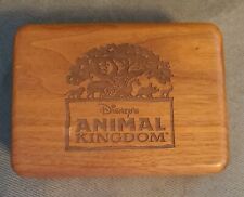 Vintage Disney Animal Kingdom Wood Box Green Felt Lining Carved Top picture