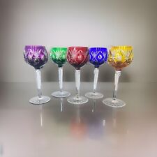 VTG Bohemian Crystal Wine/Drinking Glass Set Of 5 Beautiful 7.5”H picture