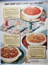 1945 Campbells Soup Tomato Beef Vegetable Vintage Print Ad Man Cave Art Deco 40s picture