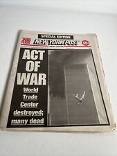 NEW YORK POST SEPT 12 2001 ACT OF WAR SPECIAL EDITION 9-11 WORLD TRADE CENTER picture