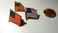Vintage 1960s-1980s Retro Set of 3 Porcelain American Flag Fashion Pin Pins EX picture