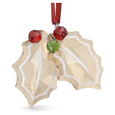 Swarovski Crystal Holiday Cheers Gingerbread Holly Leaves Ornament MIB #5656277 picture
