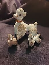 Vintage Spaghetti Blue Poodle Dog With 2 Puppies Figurine No Chain  picture