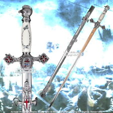 Masonic Knights Templar Ceremonial Sword Chrome Fittings Red Crosses 29