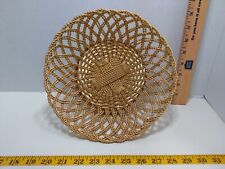 VINTAGE Gold tone Metal Wire Woven Bread Basket picture